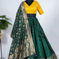 A Line Lehenga Chanderi Viscose Green Weaving Lehenga Choli