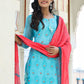 Straight Salwar Suit Chanderi Blue Embroidered Salwar Kameez