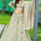 Lehenga Choli Chanderi Cotton Green Foil Print Lehenga Choli