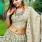 Lehenga Choli Chanderi Cotton Green Foil Print Lehenga Choli