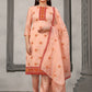 Pant Style Suit Chanderi Cotton Peach Embroidered Salwar Kameez