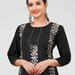 Designer Kurti Chanderi Black Embroidered Kurtis