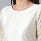 Designer Kurti Chanderi Off White Print Kurtis