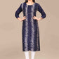 Designer Kurti Chanderi Blue Embroidered Kurtis