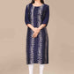 Designer Kurti Chanderi Blue Embroidered Kurtis