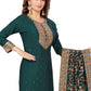Salwar Suit Chanderi Green Embroidered Salwar Kameez