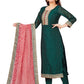 Salwar Suit Chanderi Green Embroidered Salwar Kameez