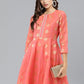 Floor Length Kurti Chanderi Orange Woven Kurtis