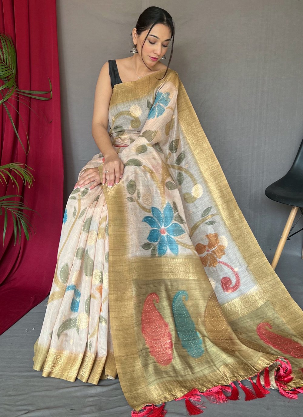 Contemporary Chanderi Multi Colour Digital Print Saree