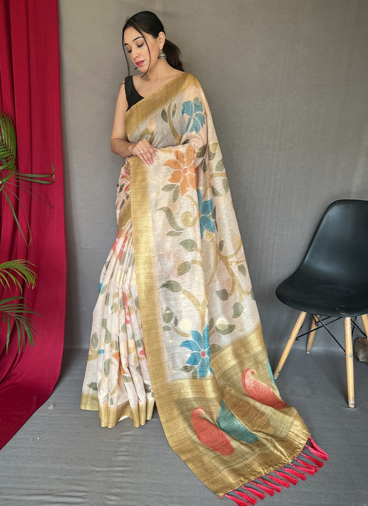 Contemporary Chanderi Multi Colour Digital Print Saree