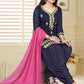 Salwar Suit Chanderi Blue Embroidered Salwar Kameez