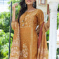Pant Style Suit Chanderi Mustard Print Salwar Kameez