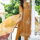Pant Style Suit Chanderi Mustard Print Salwar Kameez