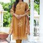 Pant Style Suit Chanderi Mustard Print Salwar Kameez
