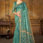Classic Chanderi Silk Sea Green Digital Print Saree