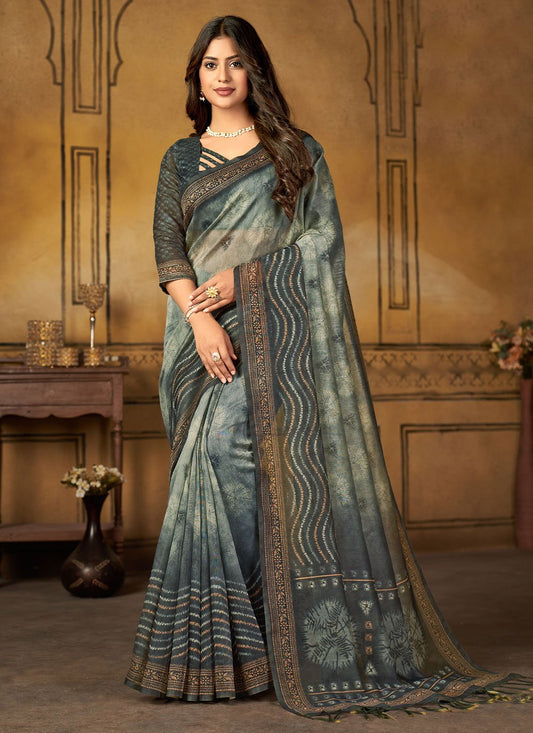 Classic Chanderi Silk Multi Colour Digital Print Saree