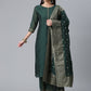 Salwar Suit Chanderi Silk Green Plain Salwar Kameez