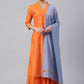 Palazzo Salwar Suit Chanderi Silk Orange Woven Salwar Kameez