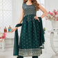 Salwar Suit Chanderi Silk Teal Resham Salwar Kameez