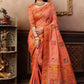 Trendy Saree Chanderi Silk Peach Gota Work Saree