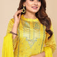 Salwar Suit Chanderi Silk Yellow Embroidered Salwar Kameez
