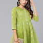 Designer Kurti Chanderi Sea Green Woven Kurtis