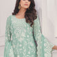 Floor Lenght Salwar Suit Chiffon Chinon Tissue Brasso Aqua Blue Embroidered Salwar Kameez