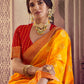 Classic Chiffon Silk Yellow Weaving Saree