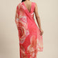 Contemporary Chiffon Orange Digital Print Saree