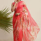 Contemporary Chiffon Orange Digital Print Saree