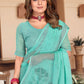 Contemporary Chiffon Aqua Blue Stone Saree