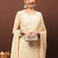 Pakistani Salwar Suit Chiffon Chinon Cream Crystals Salwar Kameez