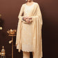 Pakistani Salwar Suit Chiffon Chinon Cream Crystals Salwar Kameez