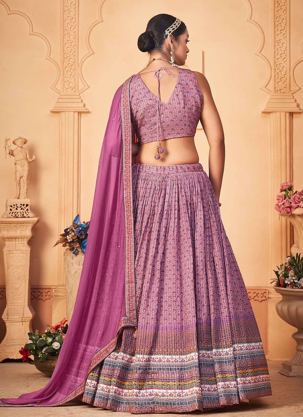 A Line Lehenga Chiffon Purple Digital Print Lehenga Choli