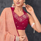 Classic Chiffon Peach Embroidered Saree