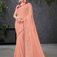 Classic Chiffon Peach Embroidered Saree