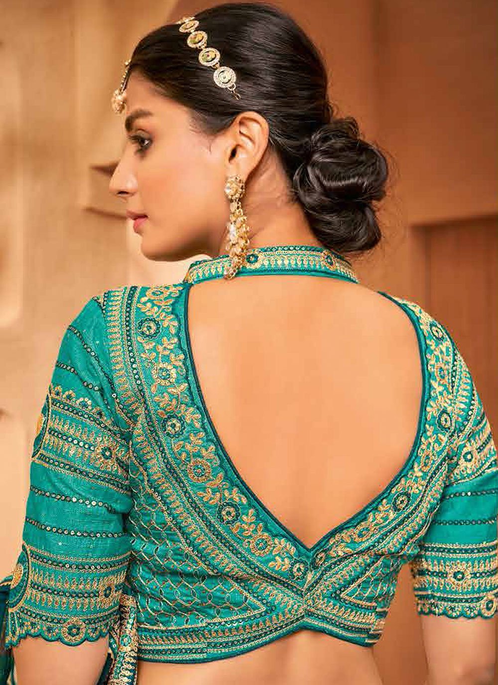 Classic Chiffon Teal Embroidered Saree