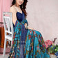 Classic Chiffon Blue Floral Patch Saree
