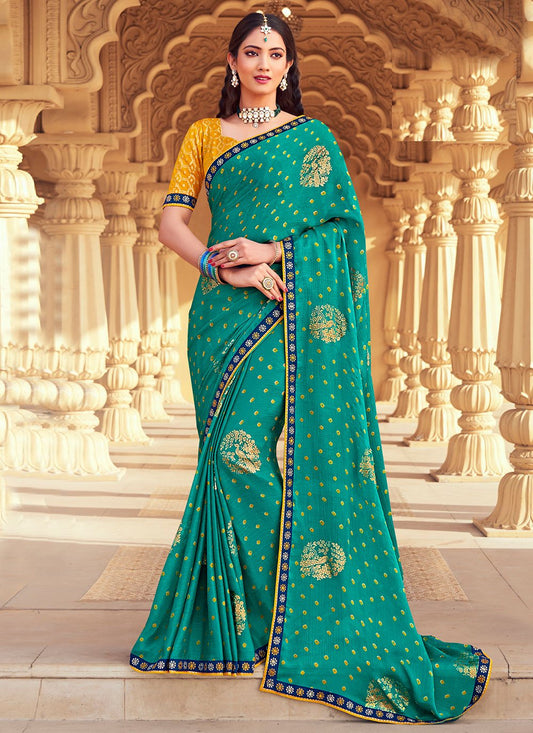 Contemporary Chiffon Green Bandhej Saree