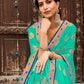 Classic Chiffon Green Foil Print Saree