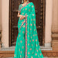 Classic Chiffon Green Foil Print Saree