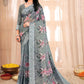 Classic Chiffon Grey Fancy Work Saree
