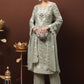 Salwar Suit Chiffon Chinon Grey Crystals Salwar Kameez