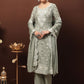 Salwar Suit Chiffon Chinon Grey Crystals Salwar Kameez