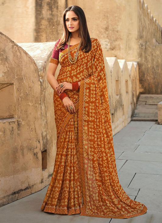 Trendy Saree Chiffon Mustard Lace Saree