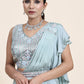 Designer Chiffon Aqua Blue Mirror Saree