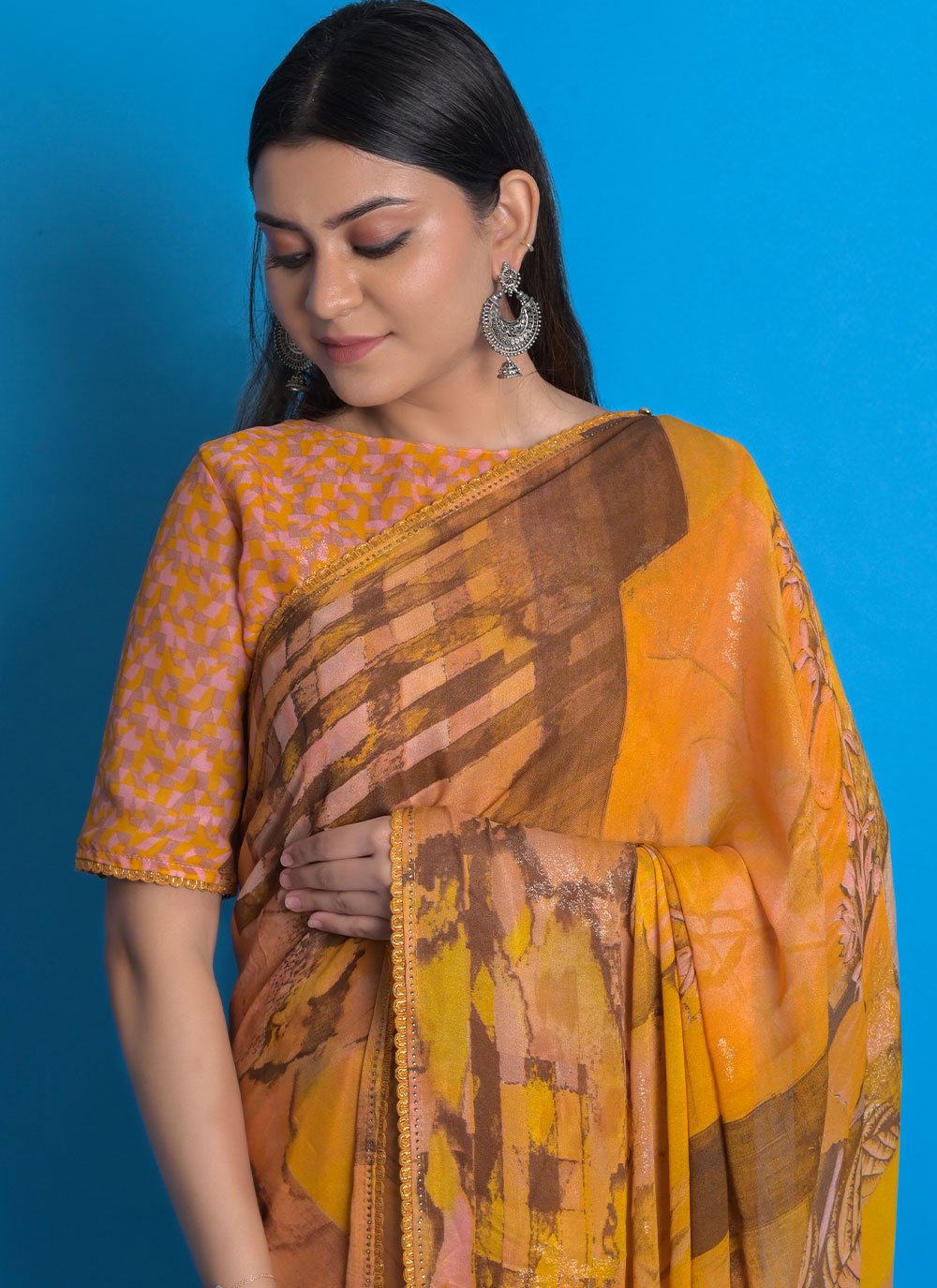 Classic Chiffon Multi Colour Print Saree