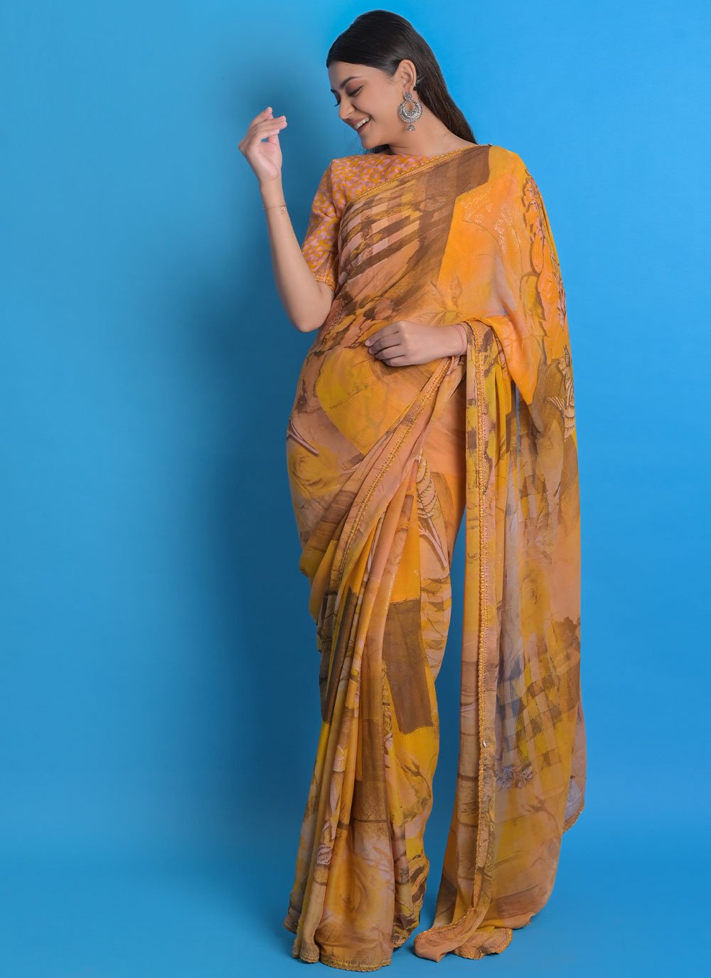 Classic Chiffon Multi Colour Print Saree