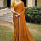Contemporary Chiffon Mustard Embroidered Saree