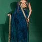 Classic Chiffon Blue Patch Border Saree